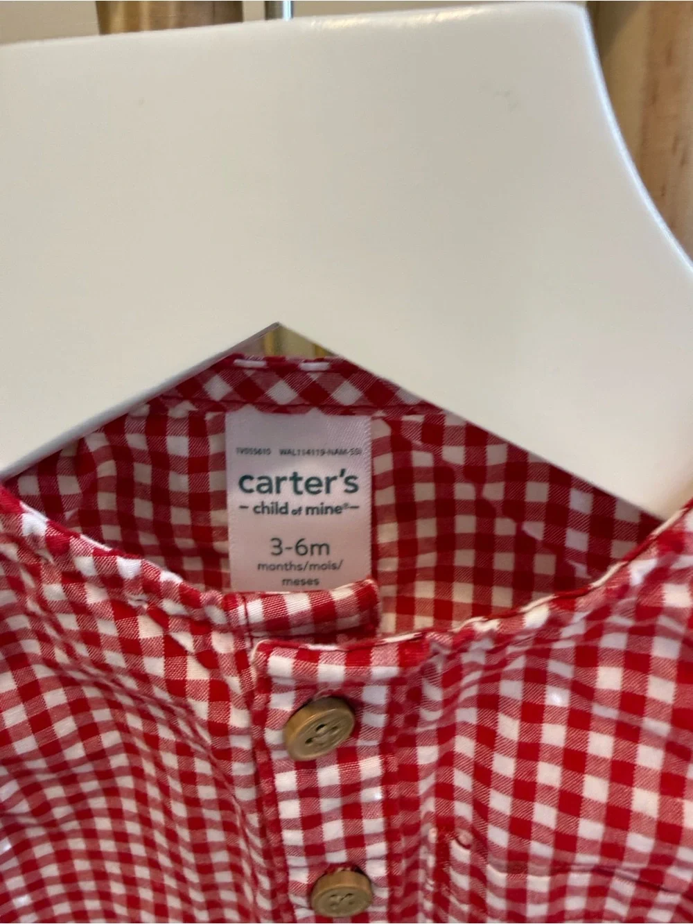 Carter's Red Gingham Button Romper